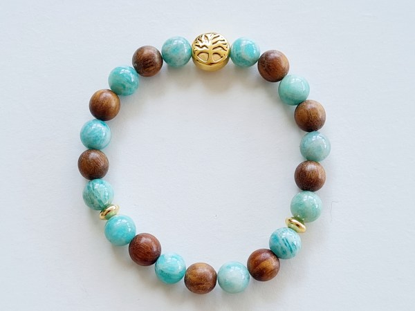 Bracelet amazonite verte et palo santo